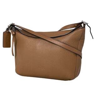 Coach logo shoulder bag, crossbody, leather, brown, 32264, women's